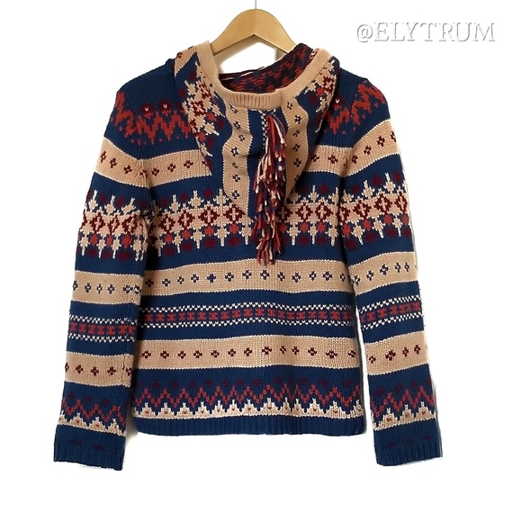 Anthropologie Sparrow Fairisle fringe hood jacket - Picture 3 of 8